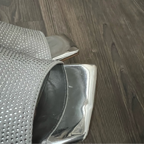 Marc Fisher NEW Silver Metallic Rhinestone Square Toe MFDANRIE Shimmery Heels - Picture 11 of 16